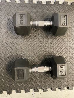 25lb hex rubber dumbbell pair