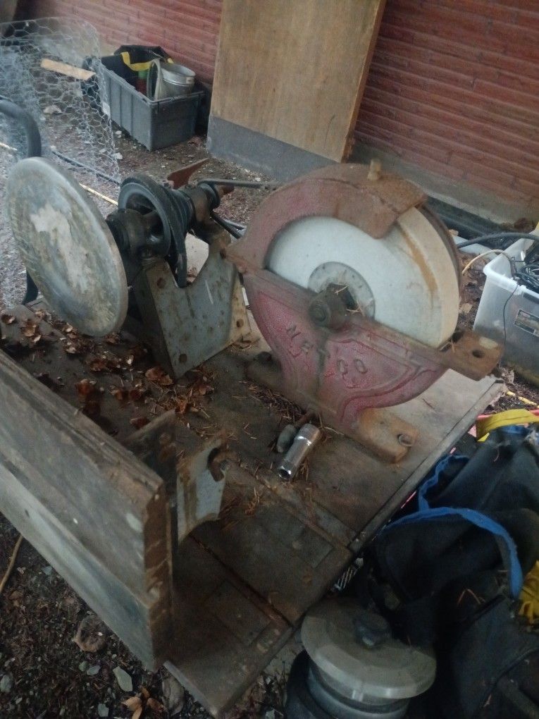 Antique Knife Grinder With Glass Wheel