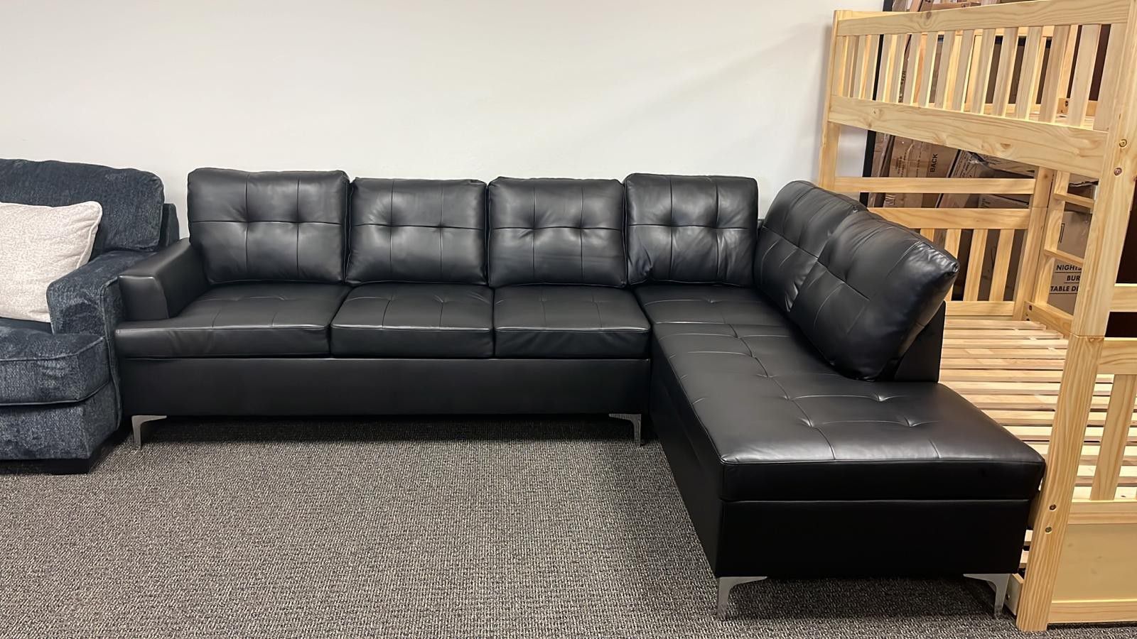 🛑🛑🛑 Brand New Vancouver Black Sectional L Shaped 