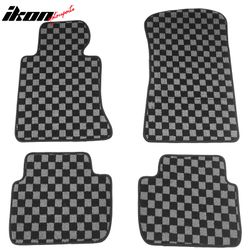 98-06 3 Series E46 4PCS Floor Mats Carpets Checkered Black Gray Plaid FOR: (BMW)
