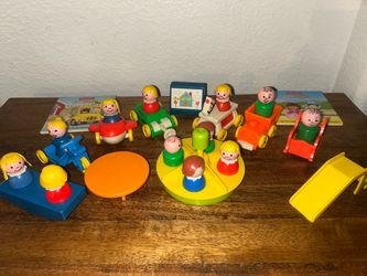 Vintage Fisher-Price Little People Vintage Figures and Vehicles Lot