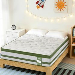 Twin Mattress, 10 Inch Hybrid Twin Mattress in a Box, 7-Zone Cooling Gel Memory Foam & Pocket Springs , Medium Firm, Assembled in USA, Fiberglass Free