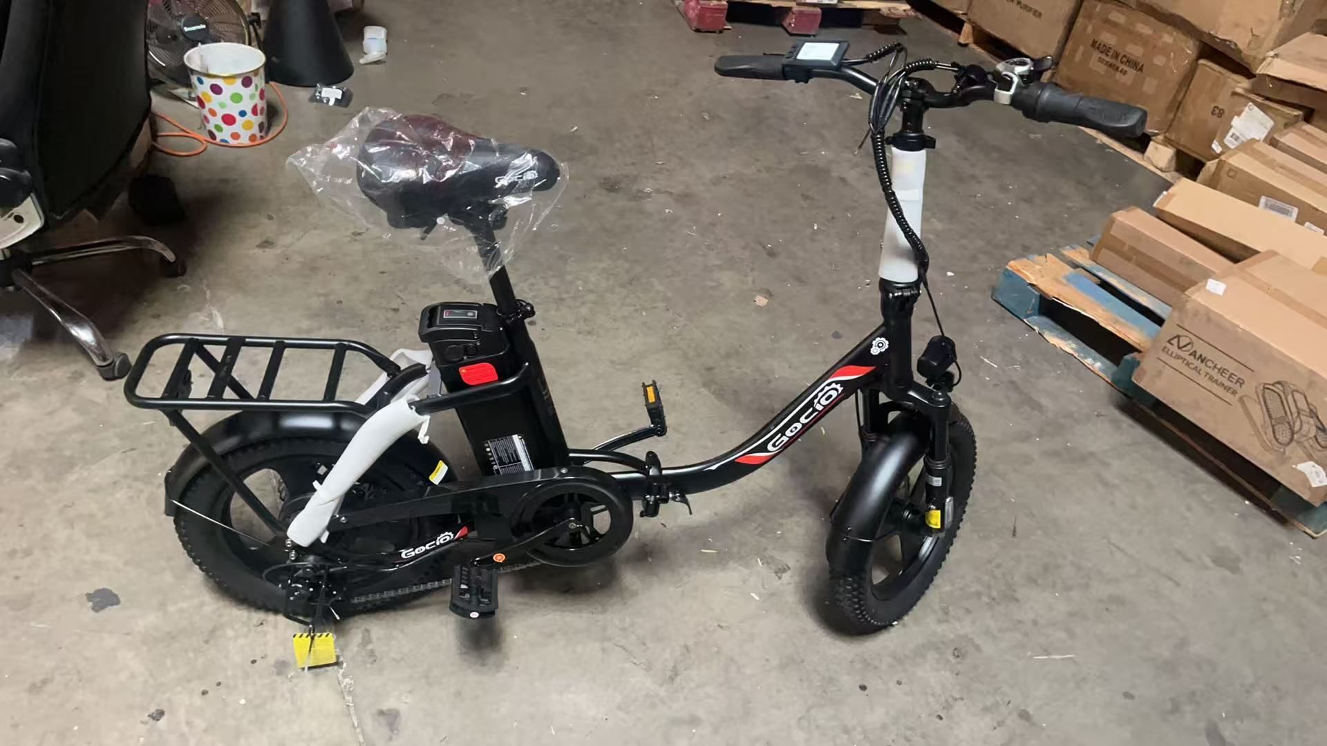 Gocio Electric Bike 3.0 Fat Tire Foldable Ebike, 48V 374.4Wh Battery, Peak 750W Folding Electric Bike, Lockable Suspension Fork, LCD, 16" One-Piece Ti