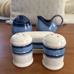 Creamer, sugar, salt & pepper and butter set 