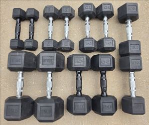 Rubber Hex Dumbbell Pairs 5-50lbs