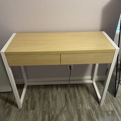 Desk White With Tan Wood