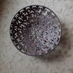 Set Of 2 Substantial 19-In. Diam. Open-Metal Work Leaf Decor Bowls