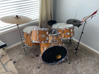 Vintage 80s Rogers R-380 5-Piece Drum Set Complete Bell Practice Pad