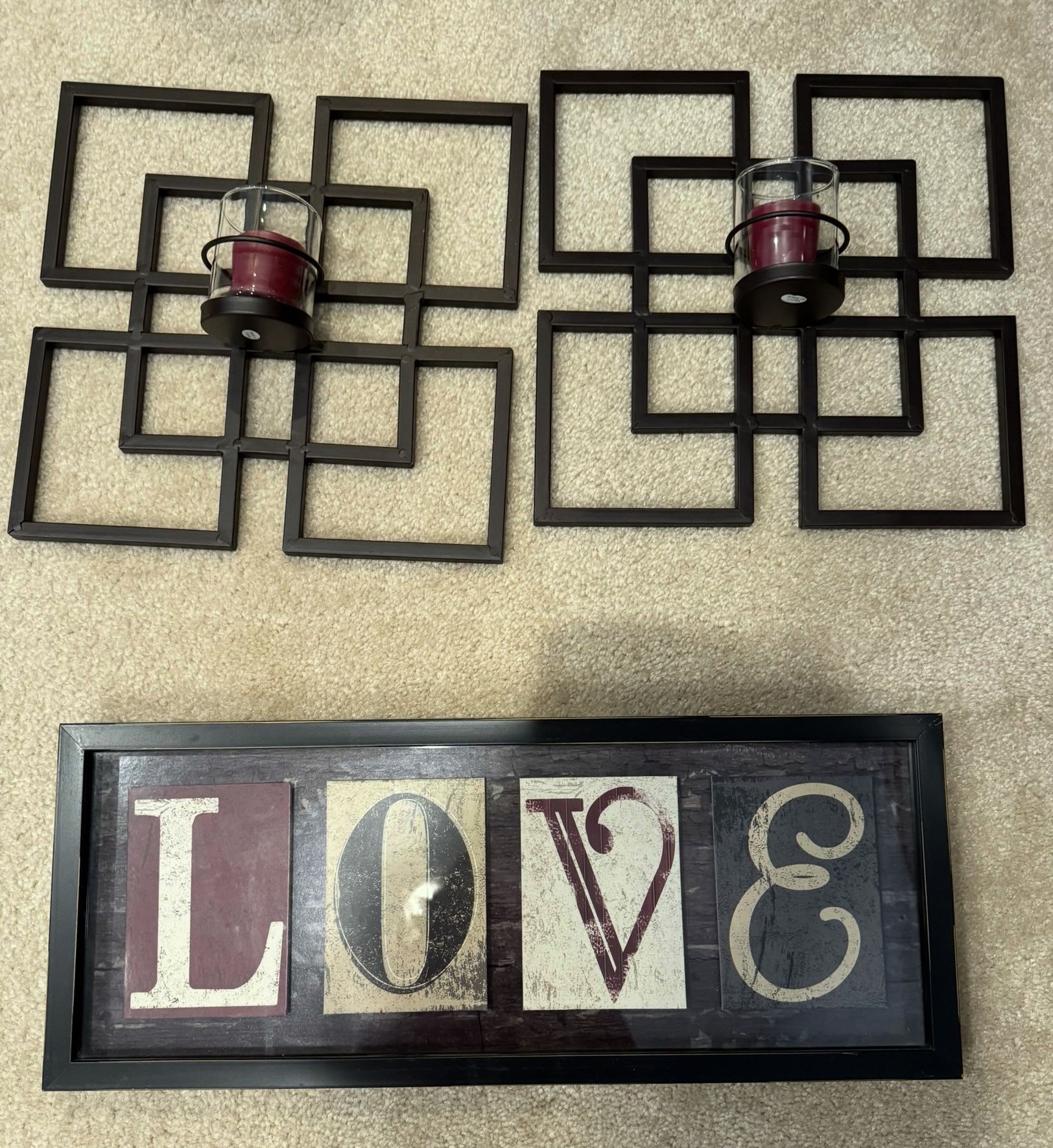 Love Sign And Candle Holders Decor