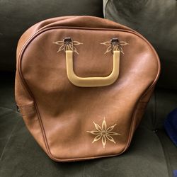 Brown leather C&C bowling ball bag