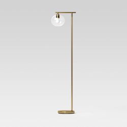 Brass Floor Lamp with Glass Shade - Threshold™™: Modern Standing Light, Metal Body