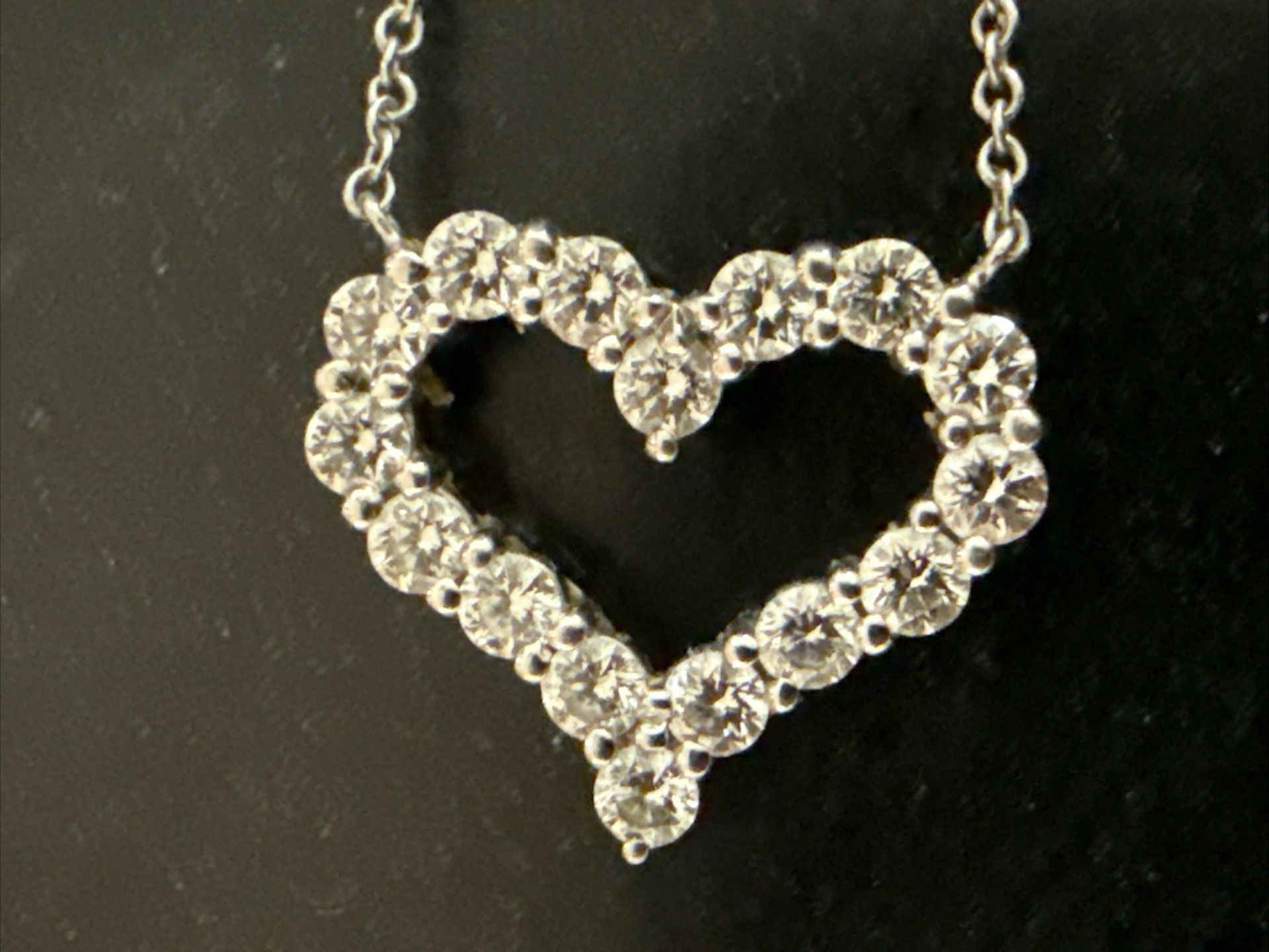 Tiffany Very Rare Limited Edition Diamond Heart Pendant On Diamond By The Yard Chain With Box And Papers 16”