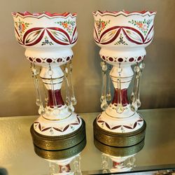 Pair Of Czech Bohemia. Mantle Lusters 