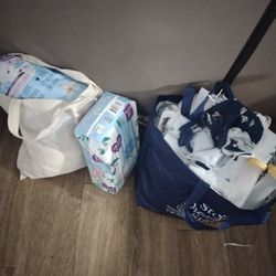 Diapers ,Clothes And Swaddles .Baby Bundle!