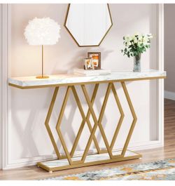 Console Table for Entryway Living Room Gold/White (Brand New)