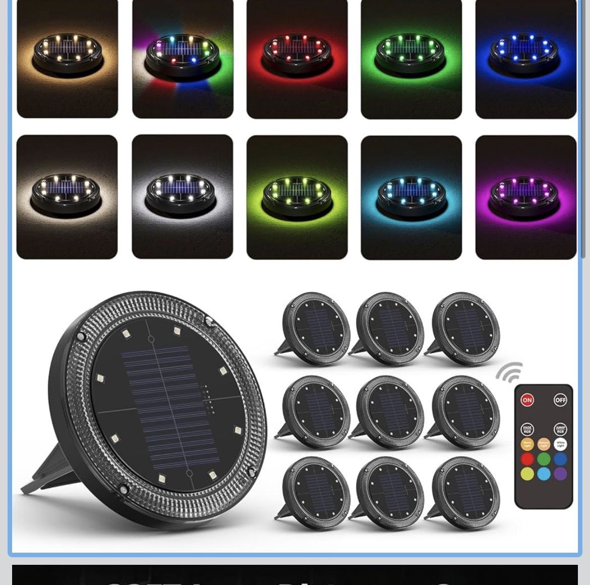Luces Solares de Suelo que Cambian de Color con Control Remoto de Larga Distancia de 33 pies - Luces Solares Planas Impermeables para Exteriores - Luc