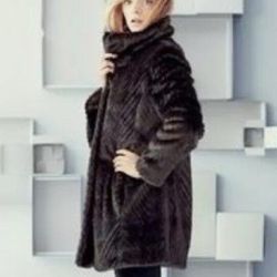 NEW ELLEN TRACY Faux Mink Fur Coat Sz M