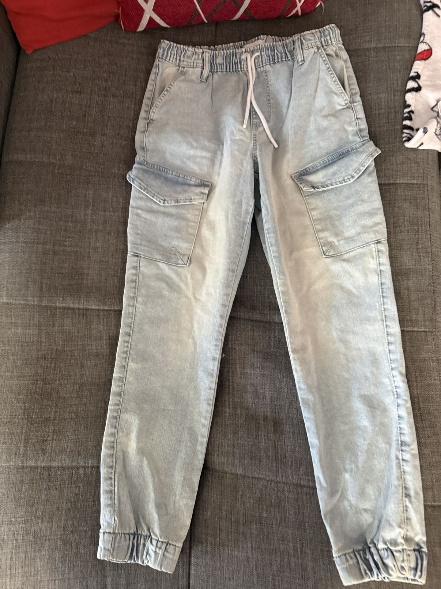 Light Blue Denim Cargo Joggers