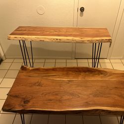 Acacia Coffee Table And Entry Table. Heavy Wood 