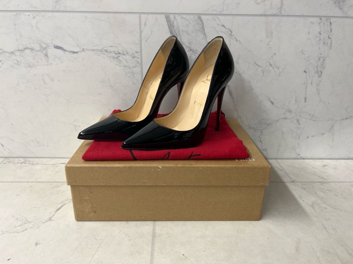 Christian Louboutin So Kate 120 Black Patent-Leather Pumps (PO1017060) -Very Good Condition