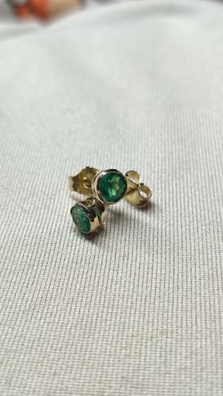 💚 Natural Colombian Emerald Stud Earrings ✨ 14K Gold 💚