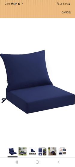PatioGlow Outdoor Seat Cushion Set 24 x 24 x 4 Inch, Waterproof & Fade Resistant Patio Furniture Cushions with Removable Cover and Ties, Thick Deep Se