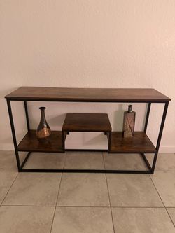 Industrial Wood and Metal Console Table
