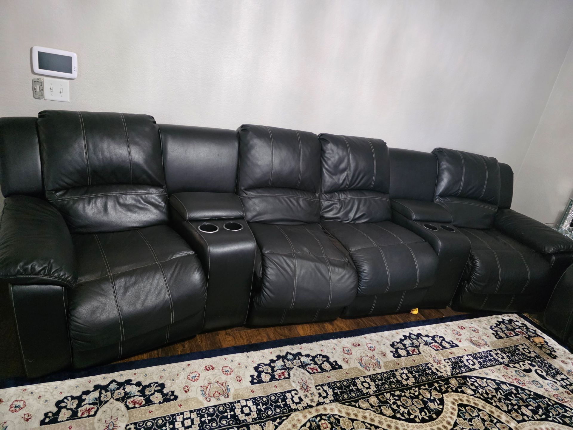 Top grain leather recliner sofa