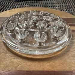 Vintage Clear Glass Flower Frog Lid 16 Hole 5" diameter for Floral Arrangement