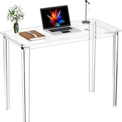 Clear Acrylic Desk 39” Modern Lucite Writing Table Home Office