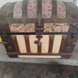 1870 Star Iron Camel Back Steamer Trunk 