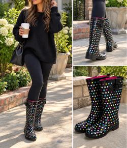 colorful polka-dot Capelli rain boots size 9