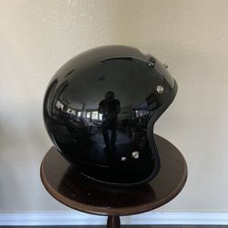 THH Open Face Motorcycle Helmet Black Unisex Size Large