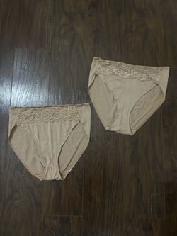 Soma Women’s Solid High Leg Lace Trim Panties Beige Regular Size L 2-Pack