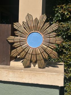 You are always surrounded by Light; Vtg. 90s Metal Sunburst Mirror:
