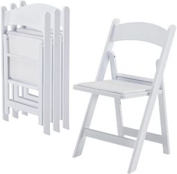 4-Pack White Resin Folding Chairs with Padded Seat – Indoor/Outdoor Use