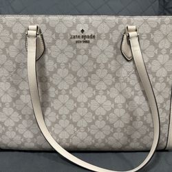 Kate Spade Beige Spade Flower Large Laptop Multi Compartment Tote Bag