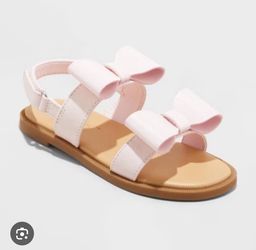 Cat & Jack Toddler Girl’s Pink Double Bow Sandals / Shoes, Size 6