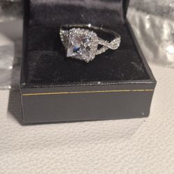 Silver Filled Emerald Cut ring sz 7