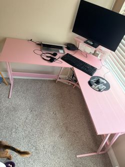 Pink L Shaped Corner Desk