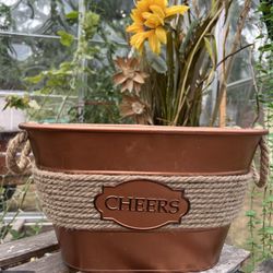Cheers Rustic Copper Tone Bin