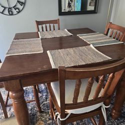 Solid Wood Gathering Table Four Chairs