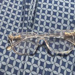 Clear Chrome Heart Glasses 