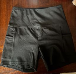 Black High-Waist Biker Shorts with Pockets