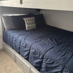 Luca White Full-Over-Full Bunk Bed w/ Stairway + Storage – Excellent Condition