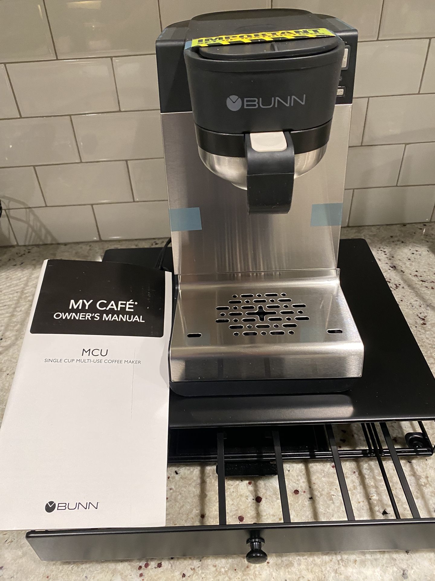 BUNN My Café Single Cup Coffee Maker Plus Rolling Stand With K-Cup Storage Drawer