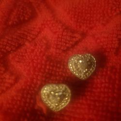 Women's Sterling Silver Real Diamond Heart Stud Earrings 