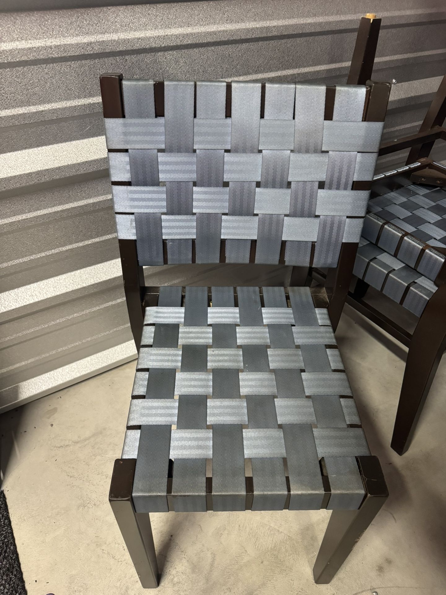 Set Of 4 Woven Strap Chairs