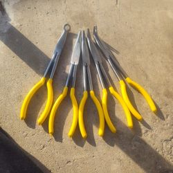 Long Nose Pliers 5 Set Yellow Handles 