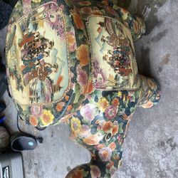 Hand-Painted Chinoiserie Floral Elephant Garden Stool/Side Table